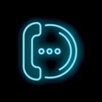 Neon phone icon glowing on dark background with copy space vector