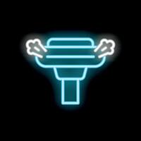 Neon shaving razor icon glowing on dark background vector