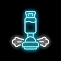 Neon sign of a professional carpet cleaning machine with rotating brushes for a spotless home vector