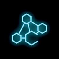 Neon molecule structure glowing on black background vector