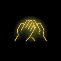 Two hands clapping neon sign on black background vector