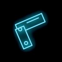 Blue neon icon of try square glowing on black background vector