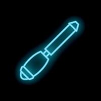 Neon icon of awl tool glowing in blue light vector