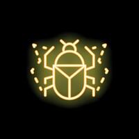 Yellow glowing neon icon of a bug spreading virus malware vector