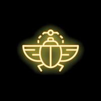 Neon yellow scarab beetle with open wings spreading light vector