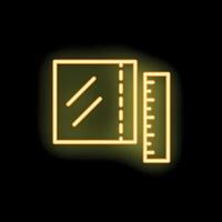 Neon yellow sewing pattern with ruler icon on black background vector