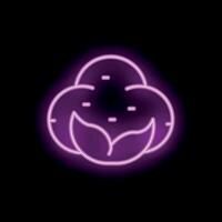 Bright pink neon sign showing a head of cabbage on black background vector