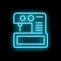 Neon coffee machine icon glowing on black background vector