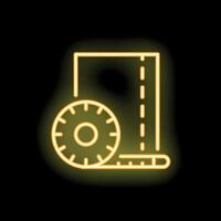 Neon yellow document with cogwheel representing software development process vector