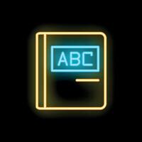 Glowing neon sign depicting an abc book for education vector