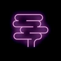 Neon sign representing intestines on black background vector