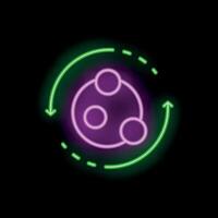 Neon icon of rotating particles showing concept of perpetual motion vector