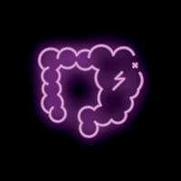 Neon icon of intestines showing digestive system issues vector