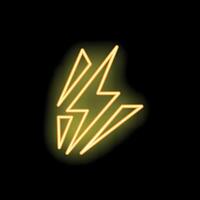 Neon yellow lightning bolt striking from top left on black background vector