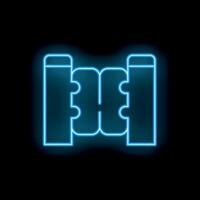 Blue glowing neon line turnstile is shining on a black background vector