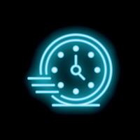 Neon clock showing speeding time passing quickly vector