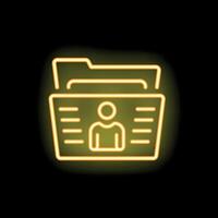 Neon icon of curriculum vitae showing candidate profile vector