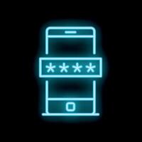 Neon smartphone showing password protection with asterisks on screen vector