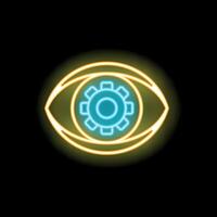 Neon icon of an eye representing visionary development strategy vector
