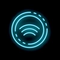 Neon icon of wifi signal representing wireless connection vector