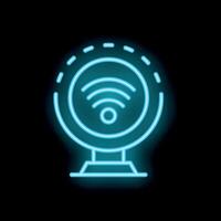 Neon icon of globe with wifi signal representing global internet access vector