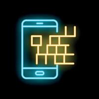 Smartphone displaying augmented reality app with neon effect vector