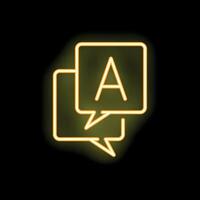 Neon speech bubble with letter a displaying communication vector