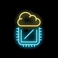 Neon icon representing cloud computing technology vector