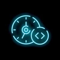 Neon clock showing history with back arrows icon vector