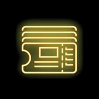 Glowing neon line stack of tickets icon illustrating event entry vector