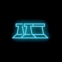 Blue neon sign of a row of gym weights on a black background vector