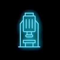 Neon icon of a paper shredder glowing on black background vector