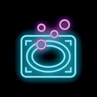 Neon icon of soap making bubbles representing hygiene and cleanliness vector