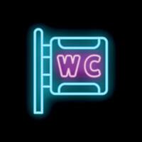 Neon wc sign indicating public toilet location vector