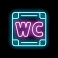 Wc neon sign glowing on dark background vector