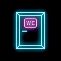 Neon wc sign indicating public toilet location vector