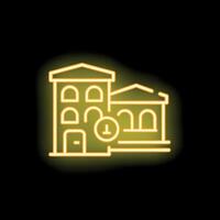 Neon sign of a quarantine building on a black background vector