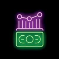 Neon sign showing carbon dioxide emission trading scheme with increasing graph vector