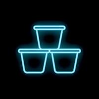 Neon style icon of three flower pots stacked on black background vector
