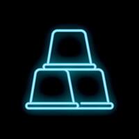 Neon blue podium with three levels shining on black background vector