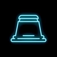 Blue neon sign showing a thimble on a black background vector