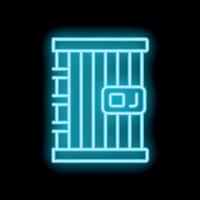 Blue neon icon of a prison cell with bars on black background vector