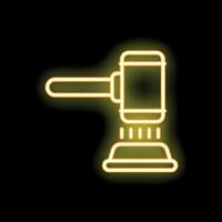 Gavel striking surface creating impact with yellow neon light vector