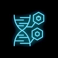 Neon style icon showing dna being modified with nanotechnology vector