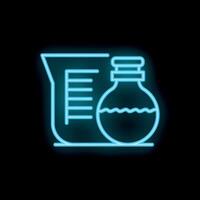 Neon sign of beaker and florence flask experimenting vector