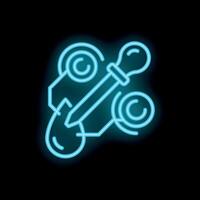 Neon style icon of a pipette dropping essential oil into an open bottle vector
