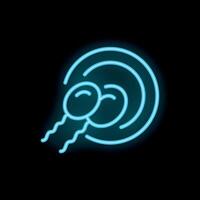 Neon style icon of sperm fertilizing egg showing reproduction process vector