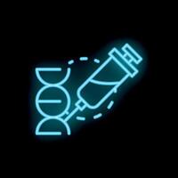 Neon syringe injecting dna double helix gene editing concept vector