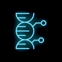 Neon style icon representing dna structure connecting with data nodes vector