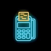 Neon sign of a credit card terminal processing payment vector